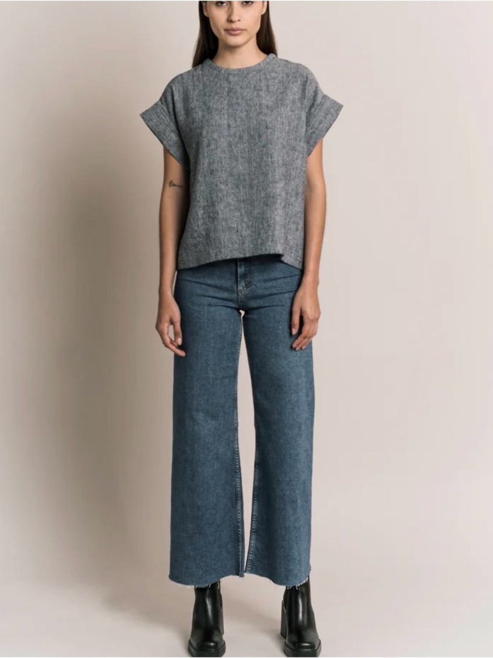 NWOT Francisco Cancino Linen Palenque Top neutral boxy size small - Picture 5 of 11